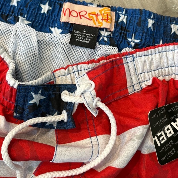 NEW | Patriotic American Flag Swim Trunks Board Shorts North 15 Black Label SZ L - Picture 5 of 6